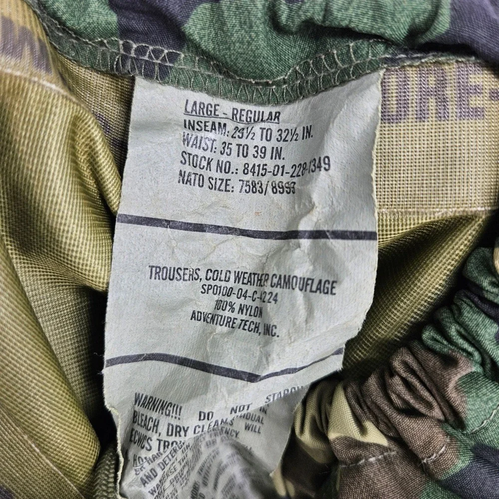 Military ECWCS Pants Mens Large Regular Camouflage Cold Weather Gore Seam Camo